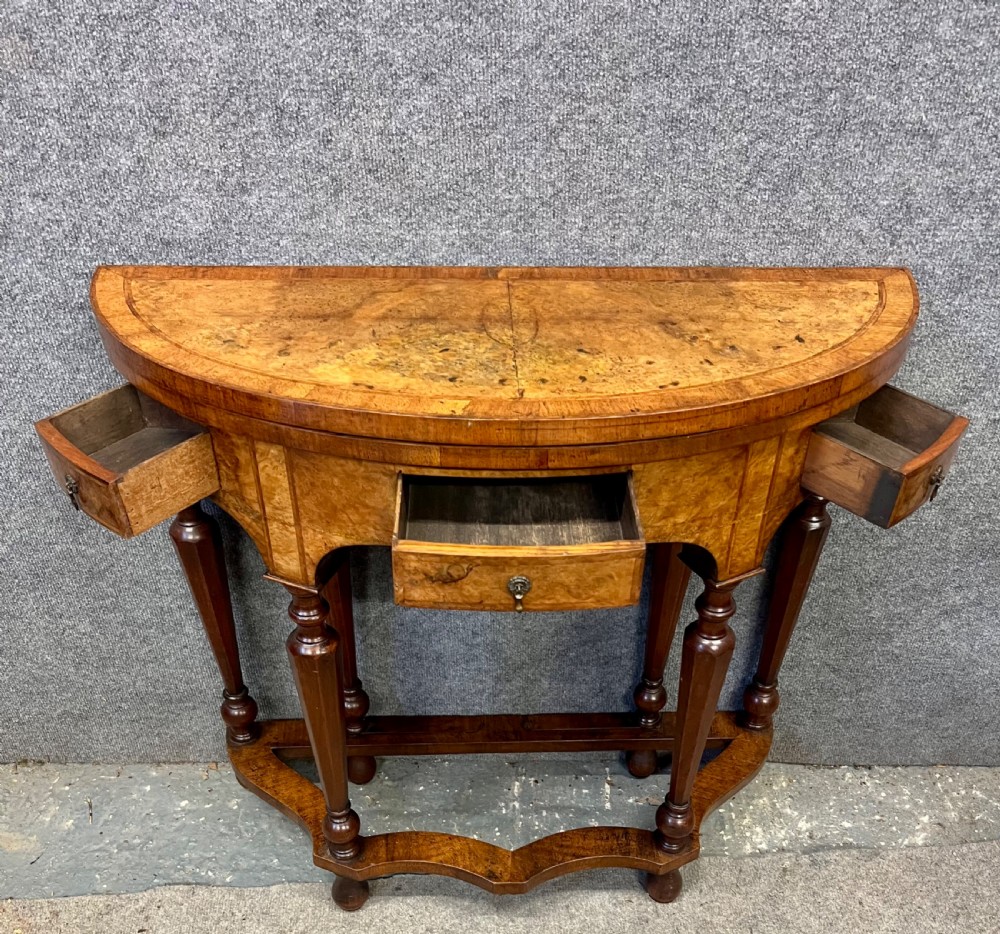 Antique William & Mary Style Burr Walnut Credence Table View IV