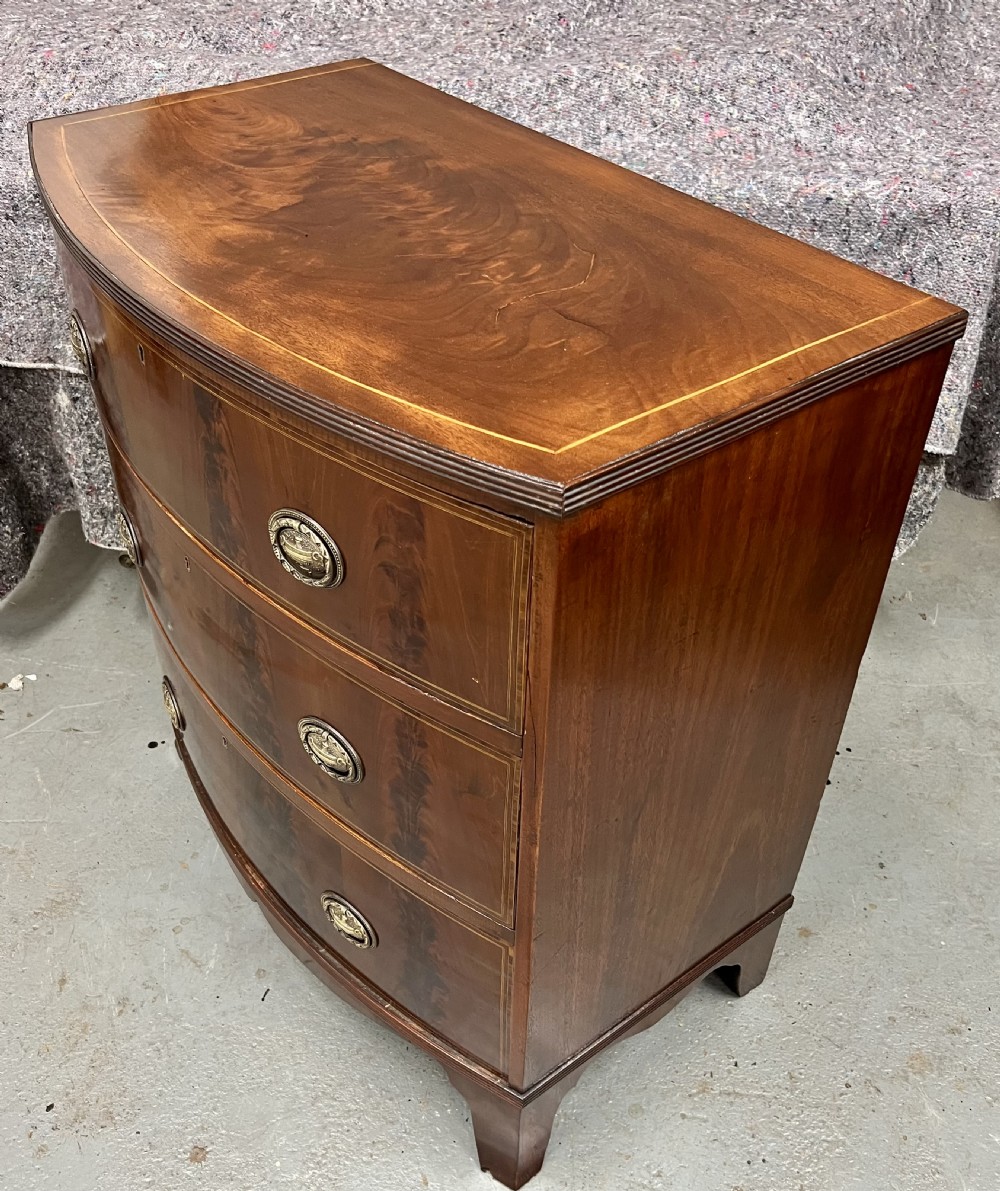 Small Antique Bow Fronted Chest of Drawers View IX