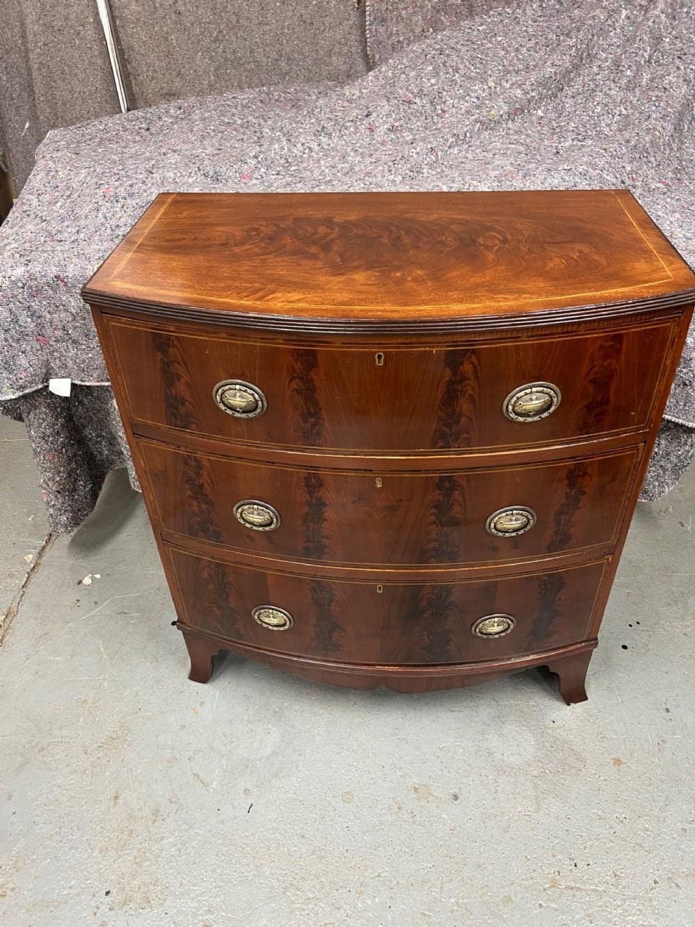 Small Antique Bow Fronted Chest of Drawers