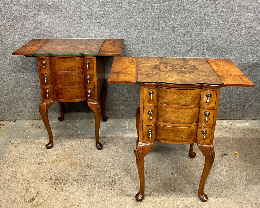 Pair Queen Anne Style Bedside Chests or Lamp tables View III