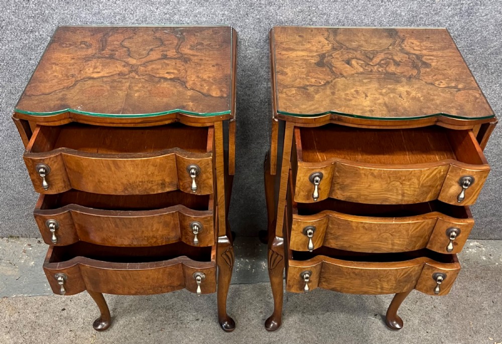 Pair Queen Anne Style Bedside Chests or Lamp tables View V