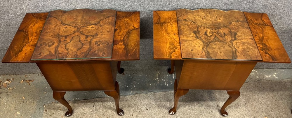 Pair Queen Anne Style Bedside Chests or Lamp tables View X