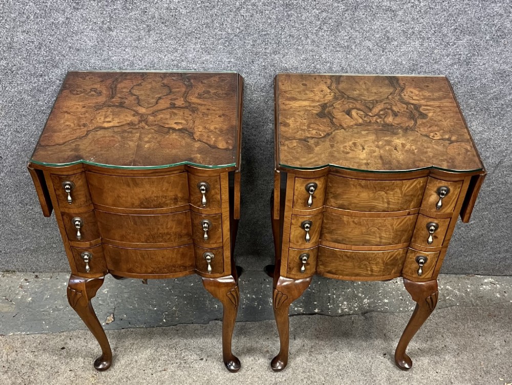 Pair Queen Anne Style Bedside Chests or Lamp tables View XI