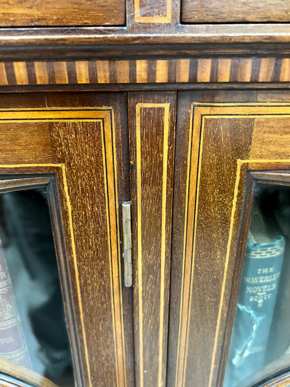 Edwardian Maple & Co. Mahogany & Inlaid Bookcase View III