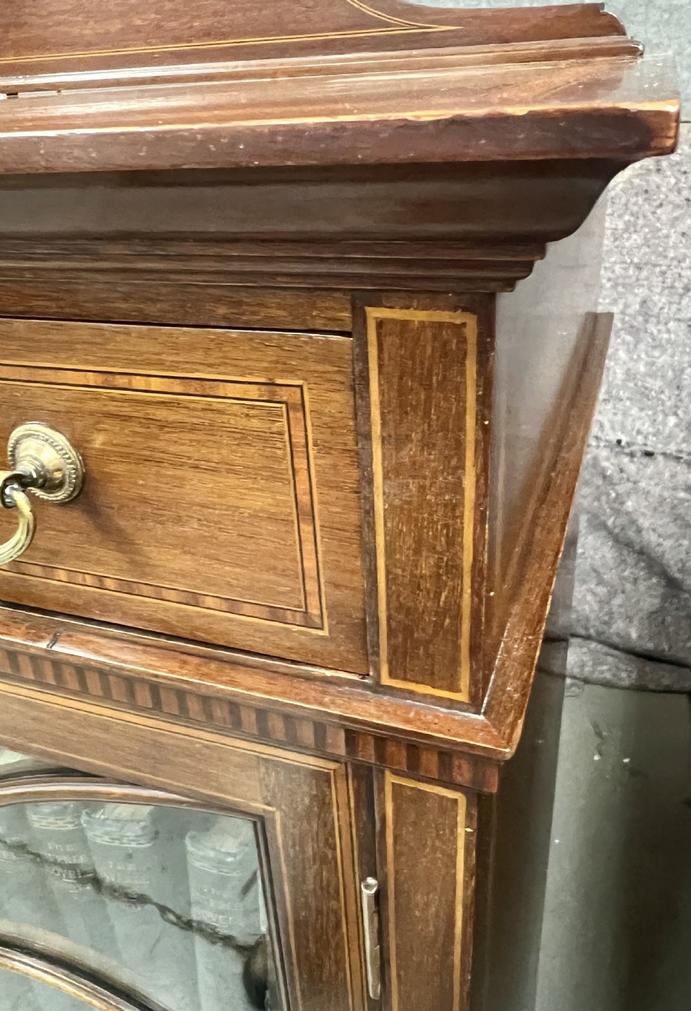 Edwardian Maple & Co. Mahogany & Inlaid Bookcase View IV