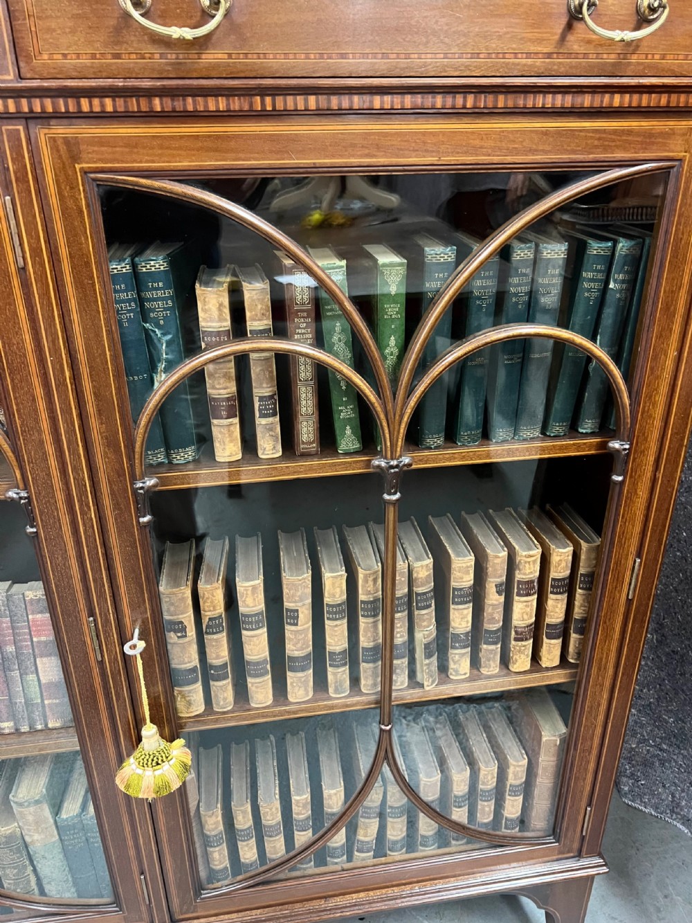 Edwardian Maple & Co. Mahogany & Inlaid Bookcase View XII