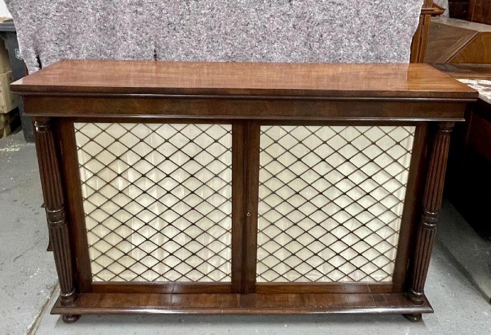 Regency Brass Grilled Side Cabinet