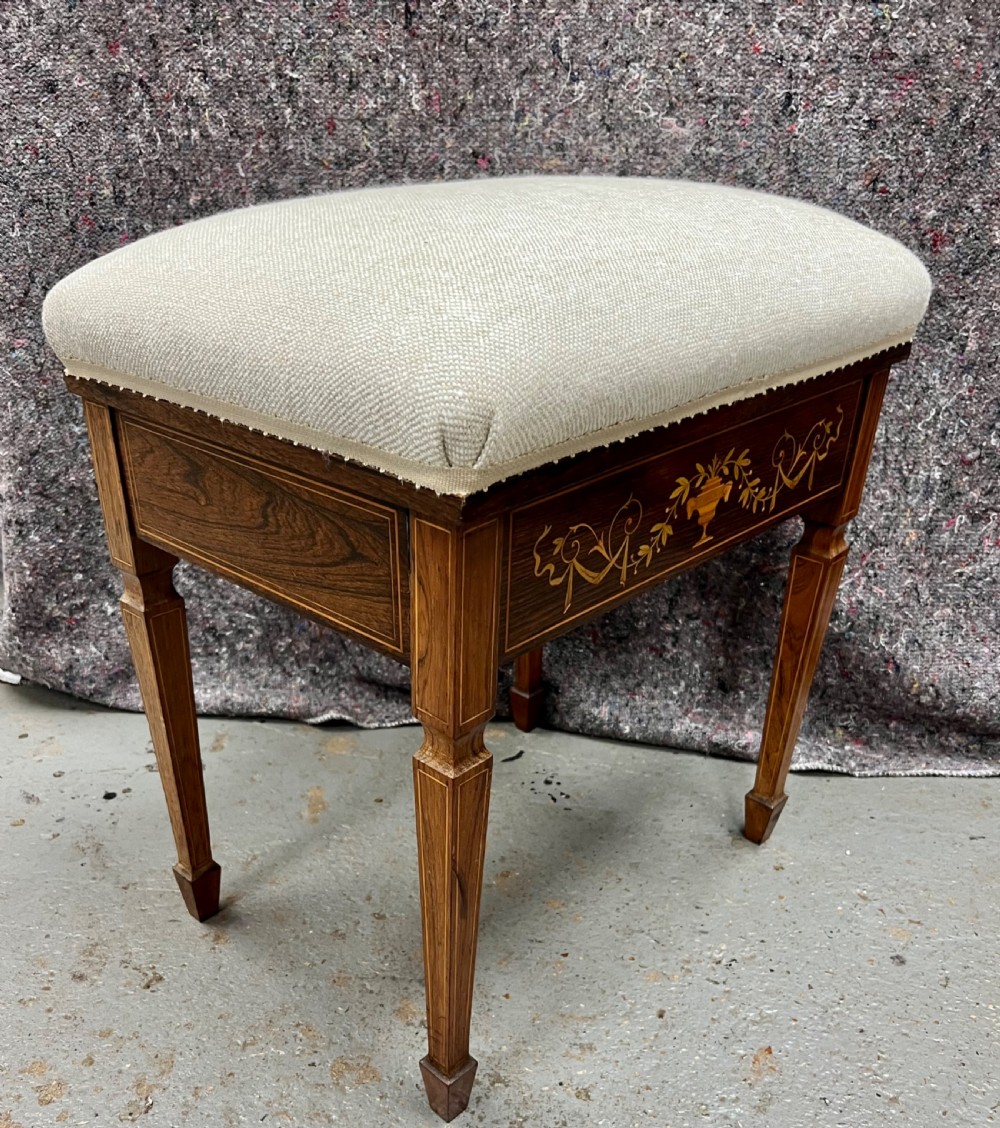Edwardian Inlaid Dressing Table Stool View II