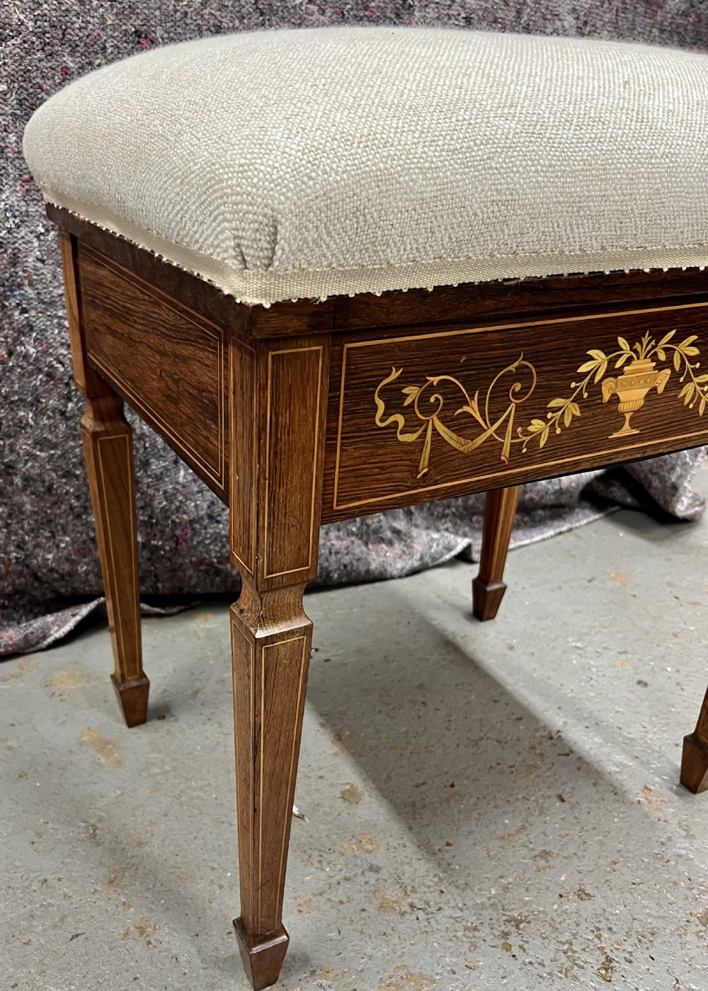 Edwardian Inlaid Dressing Table Stool View V