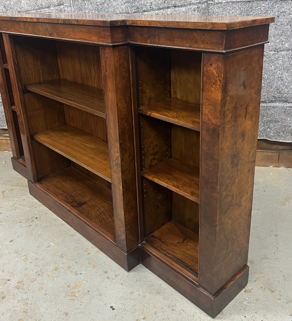 Antique Burr Walnut Open Bookcase View II