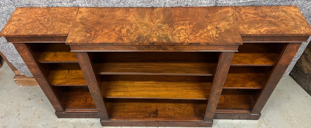 Antique Burr Walnut Open Bookcase View III