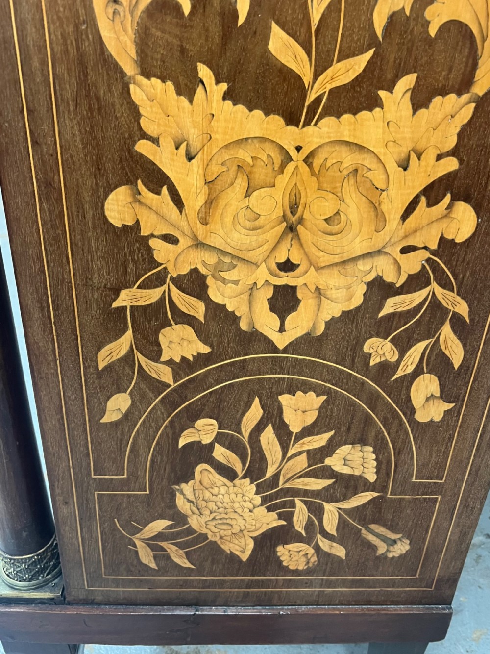 Stunning Dutch Marquetry Inlaid Bookcase View V