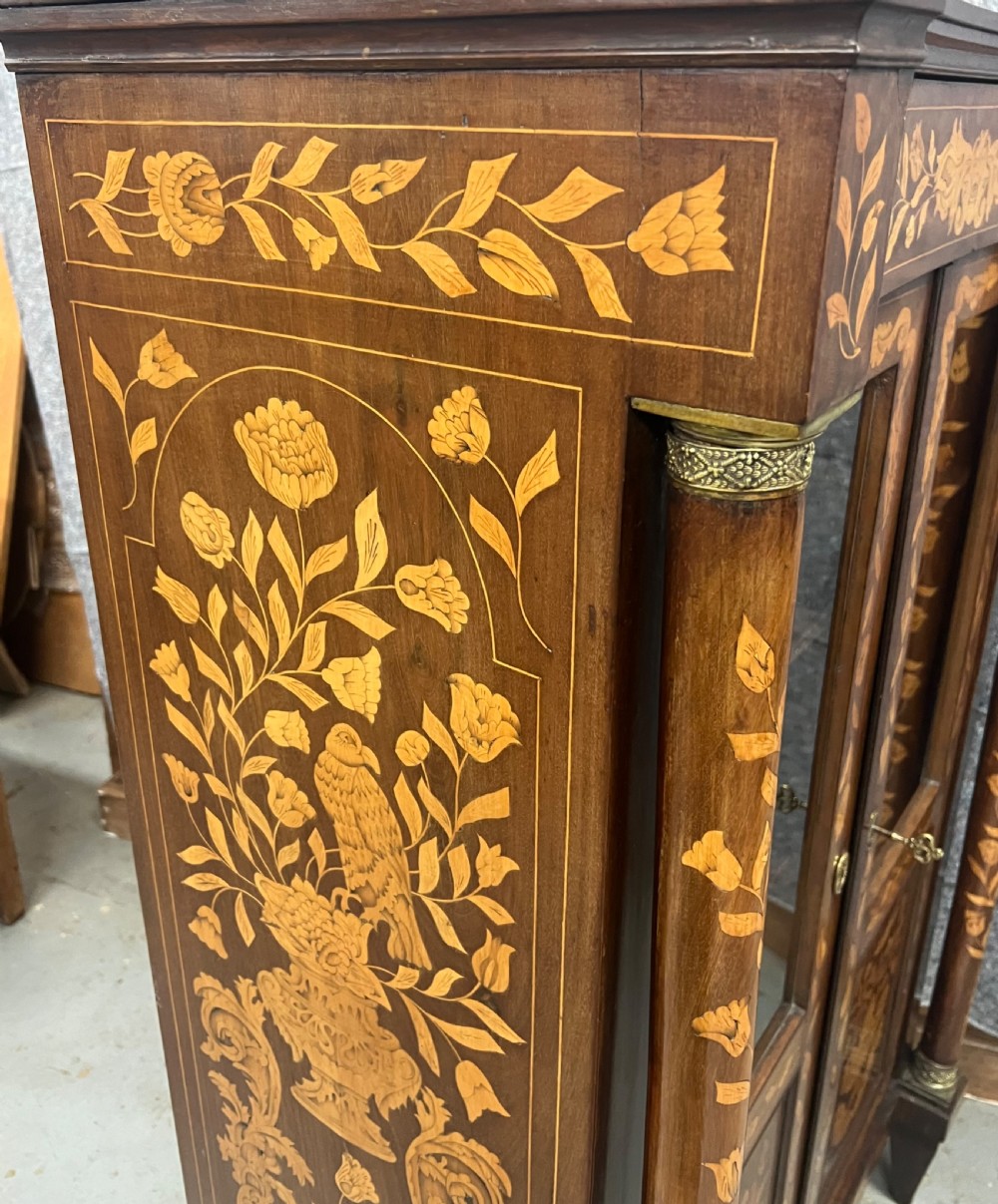 Stunning Dutch Marquetry Inlaid Bookcase View XI
