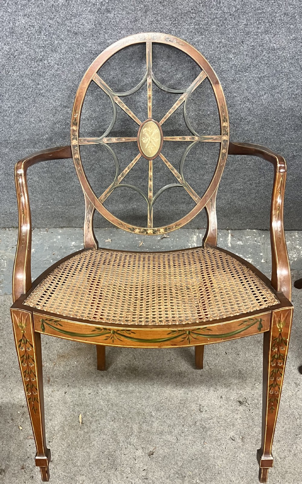 Antique Sheraton Revival Satinwood & Painted Chair