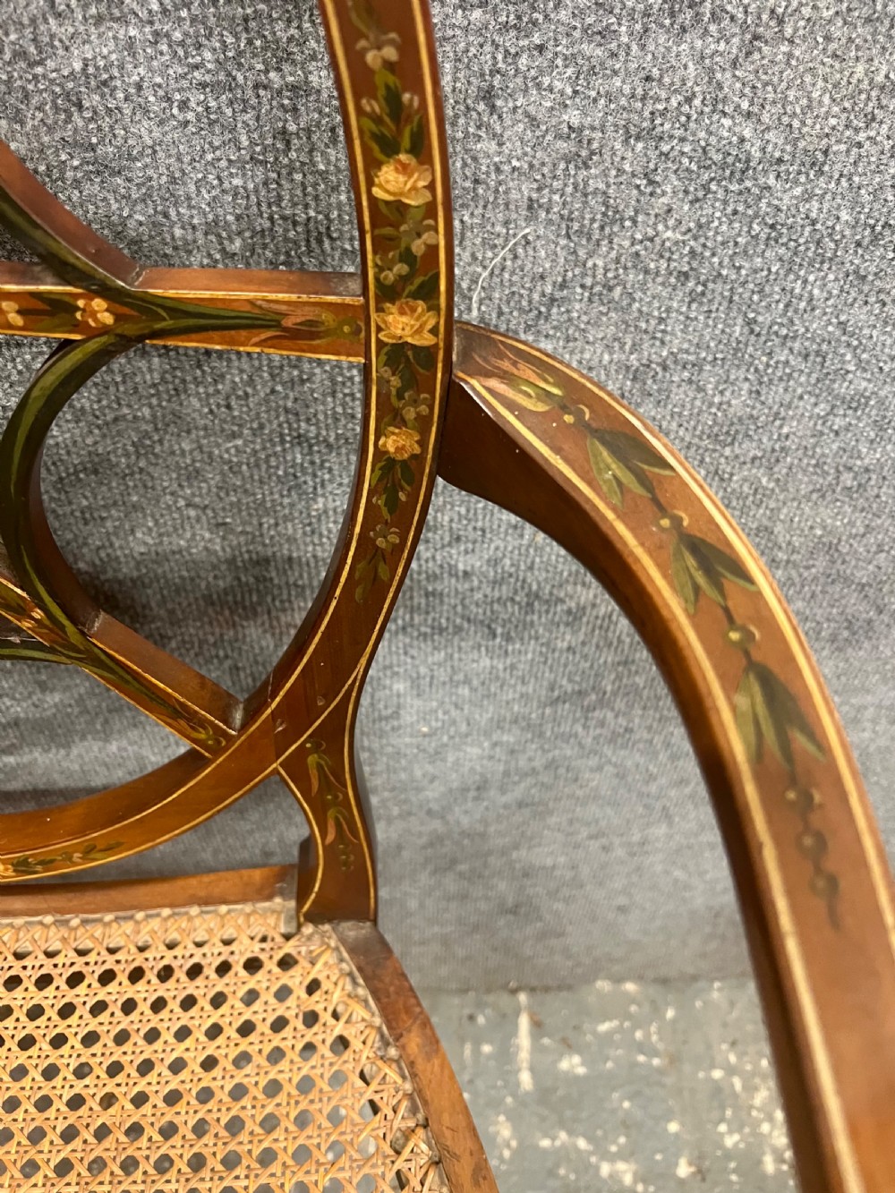 Antique Sheraton Revival Satinwood & Painted Chair View V