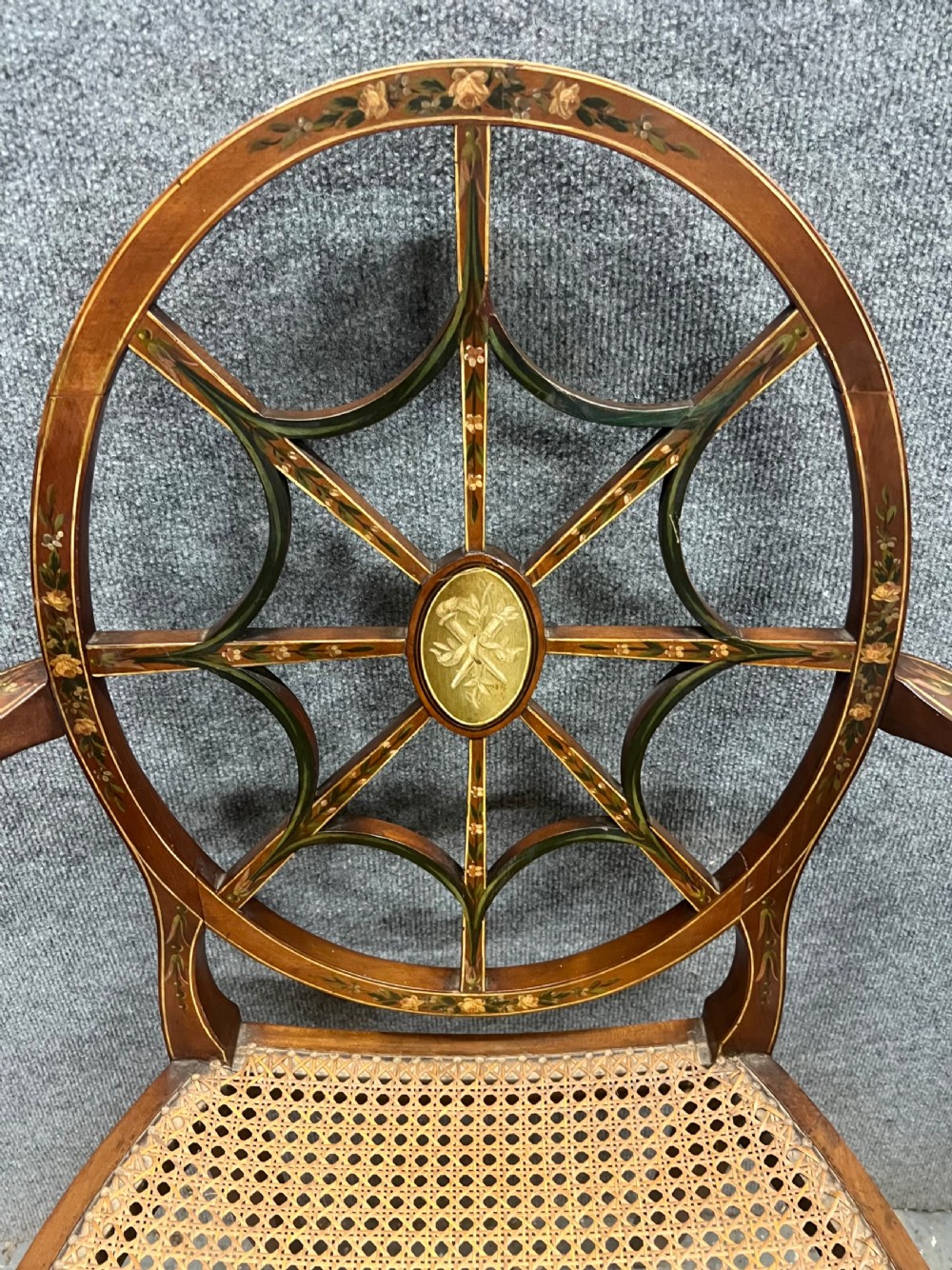 Antique Sheraton Revival Satinwood & Painted Chair View VII