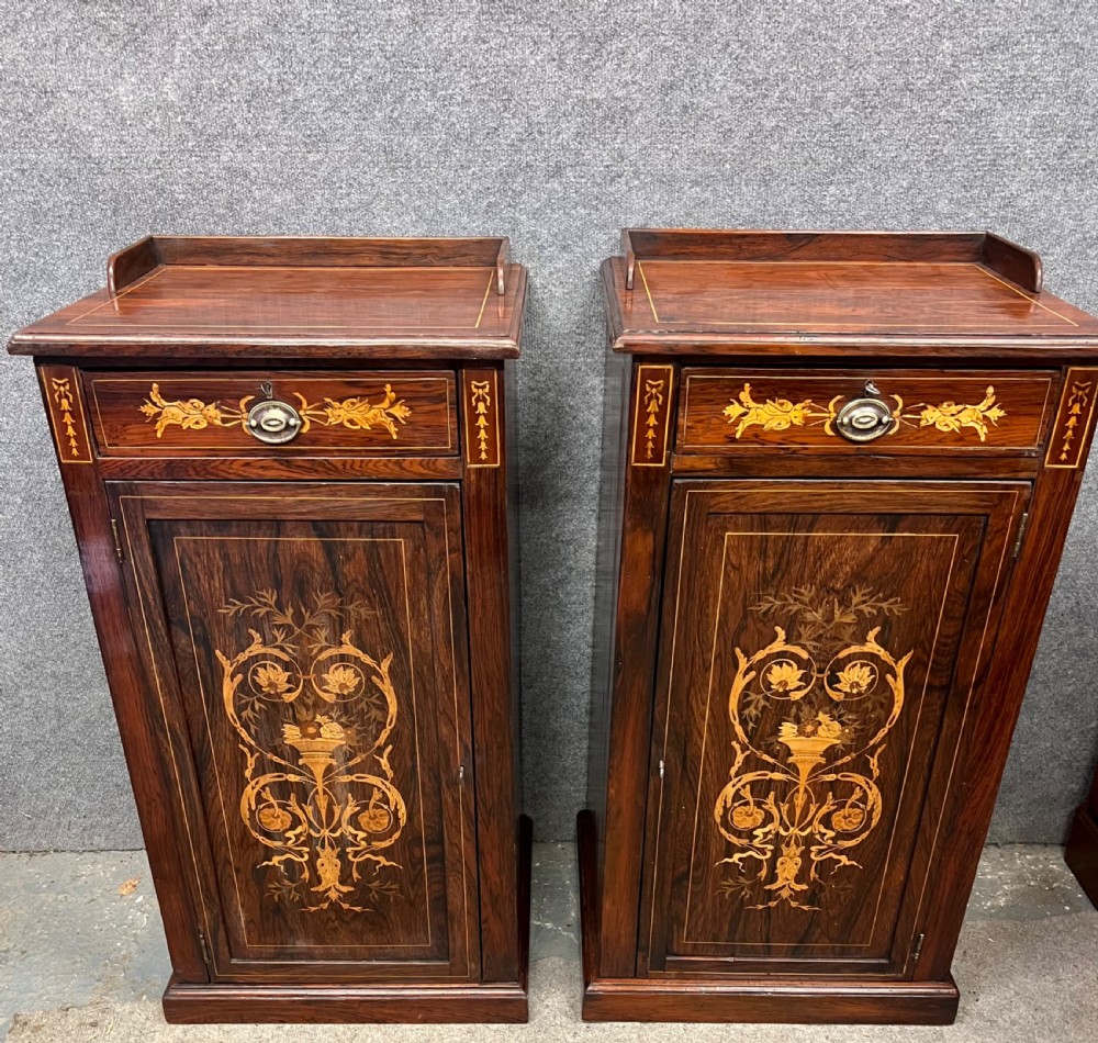 Pair of Edwardian inlaid Bedside Cabinets