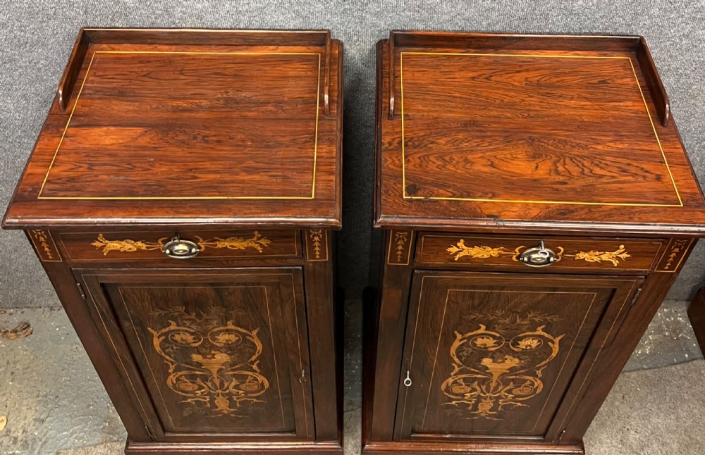 Pair of Edwardian inlaid Bedside Cabinets View III