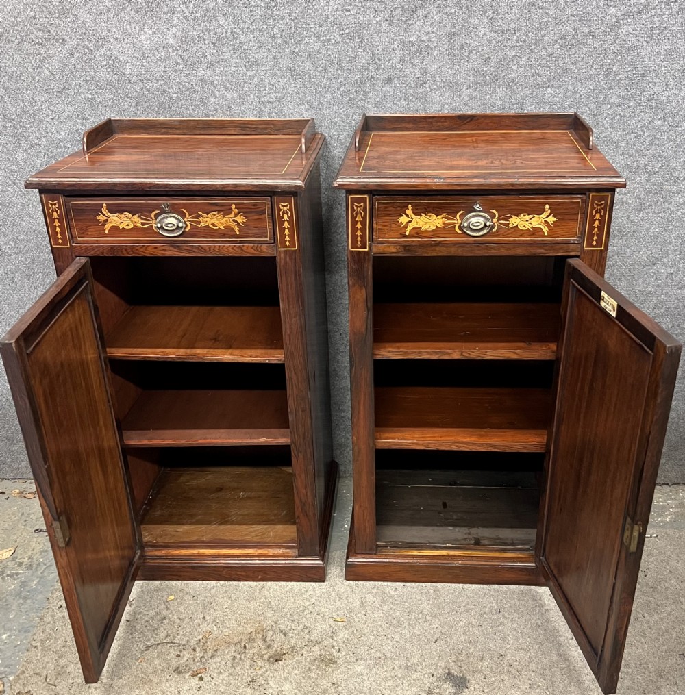 Pair of Edwardian inlaid Bedside Cabinets View VII