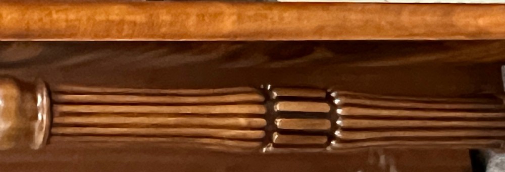 A full-length mahogany cheval dressing mirror featuring fluted upright columns, adjustable brass sconces, and carved scrolled feet. View X