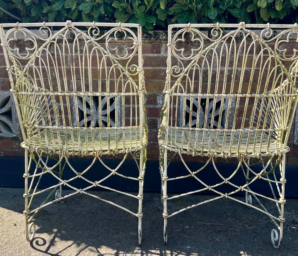 Pair of Gothic Style Iron Garden Chairs View V