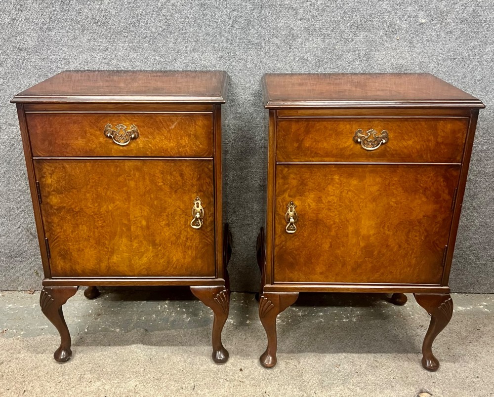 Pair of 1930's Burr Walnut Bedside Cabinets View III