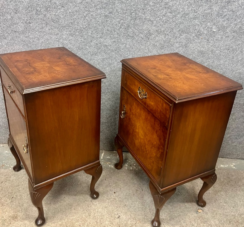 Pair of 1930's Burr Walnut Bedside Cabinets View VII