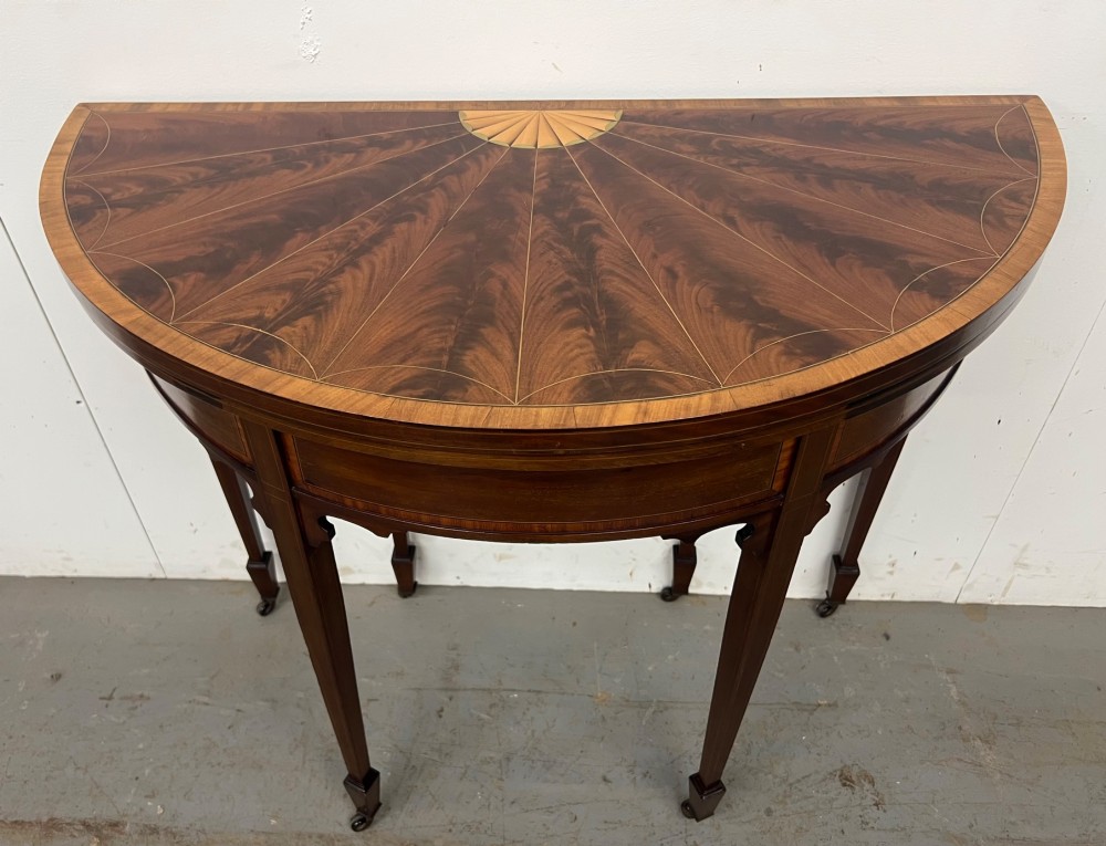 Attractive Sheraton Revival Inlaid  Card or Console Table