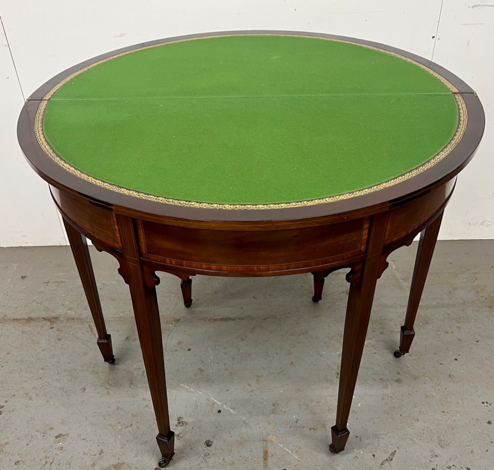Attractive Sheraton Revival Inlaid  Card or Console Table View II