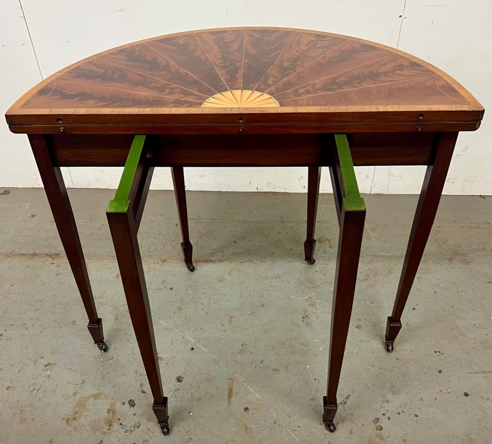 Attractive Sheraton Revival Inlaid  Card or Console Table View IX