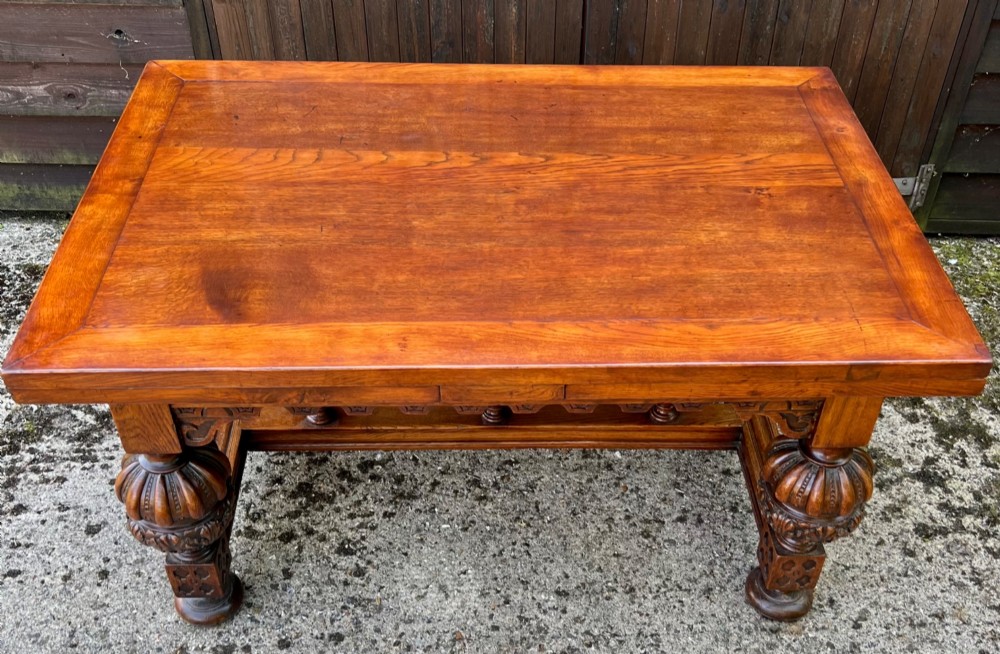 Superior Jacobean Style Extending Oak Refectory Table View III