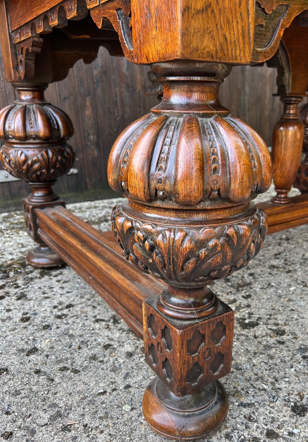 Superior Jacobean Style Extending Oak Refectory Table View V