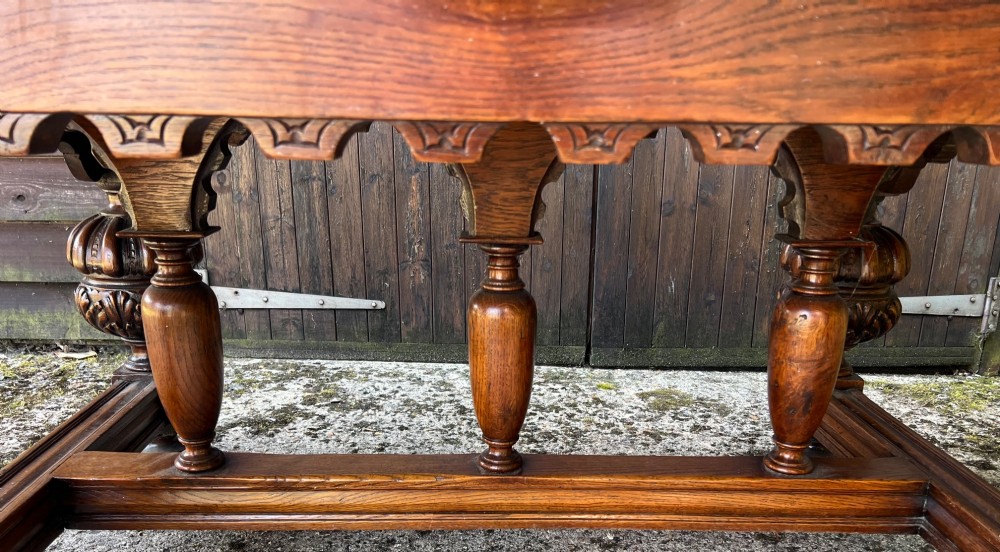 Superior Jacobean Style Extending Oak Refectory Table View VII