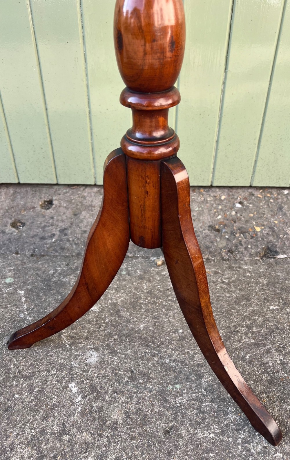 An antique rosewood chess table featuring an octagonal top inlaid with a geometric chessboard, supported by a turned central pedestal and a tripod base. View V