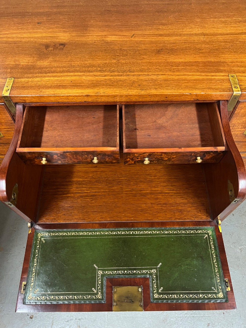 Very Good 19th.C. Teak Campaign Secretaire Chest View III