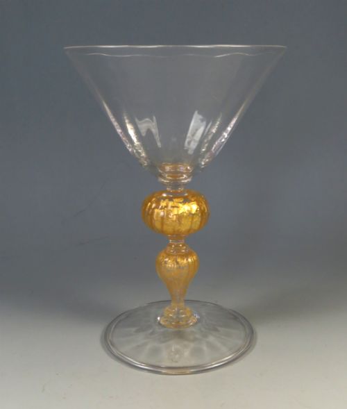 LARGE WHITEFRIARS POWELL GOLD KNOP WINE GLASS - ADDITIONAL PHOTO 1