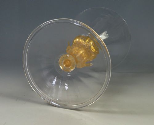 LARGE WHITEFRIARS POWELL GOLD KNOP WINE GLASS - ADDITIONAL PHOTO 3