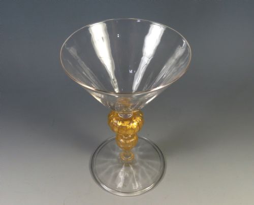 LARGE WHITEFRIARS POWELL GOLD KNOP WINE GLASS - ADDITIONAL PHOTO 4
