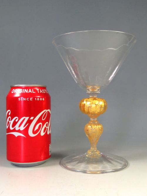 LARGE WHITEFRIARS POWELL GOLD KNOP WINE GLASS - ADDITIONAL PHOTO 5