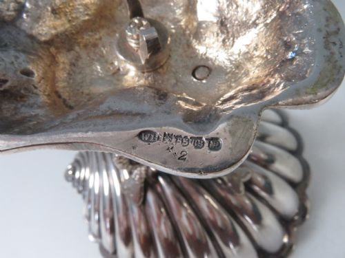 PAIR VICTORIAN SILVER PLATE SHELL DOLPHIN BON BON DISHES WILLIAM HUTTON - ADDITIONAL PHOTO 6