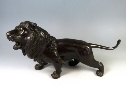 JAPANESE ANTIQUE BRONZE LION OKIMONO GENRYUSAI SEIYA MEIJI PERIOD - ADDITIONAL PHOTO 1