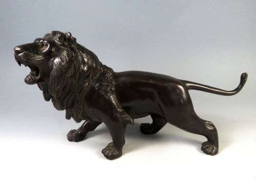 JAPANESE ANTIQUE BRONZE LION OKIMONO GENRYUSAI SEIYA MEIJI PERIOD - ADDITIONAL PHOTO 2