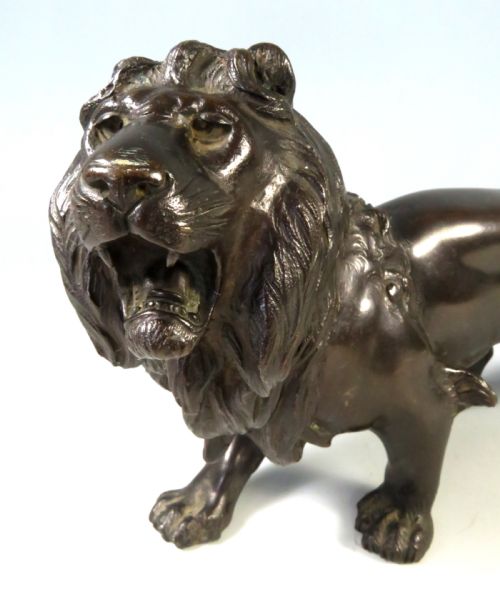 JAPANESE ANTIQUE BRONZE LION OKIMONO GENRYUSAI SEIYA MEIJI PERIOD - ADDITIONAL PHOTO 3