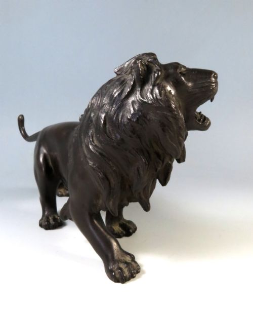 JAPANESE ANTIQUE BRONZE LION OKIMONO GENRYUSAI SEIYA MEIJI PERIOD - ADDITIONAL PHOTO 5