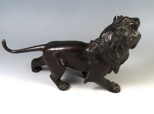 JAPANESE ANTIQUE BRONZE LION OKIMONO GENRYUSAI SEIYA MEIJI PERIOD - ADDITIONAL PHOTO 6