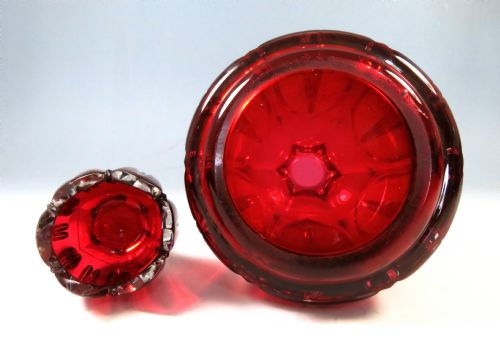 VICTORIAN CRANBERRY GLASS DECANTER WITH MIXING BOWL STOPPER - ADDITIONAL PHOTO 8