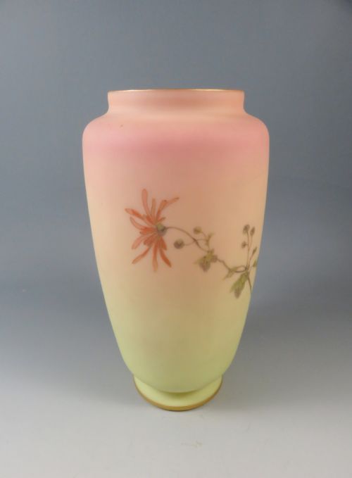 LARGE THOMAS WEBB BURMESE HAND PAINTED URANIUM GLASS VASE - ADDITIONAL PHOTO 2