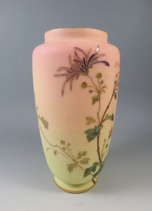 LARGE THOMAS WEBB BURMESE HAND PAINTED URANIUM GLASS VASE - ADDITIONAL PHOTO 3