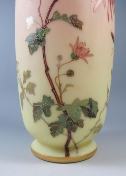 LARGE THOMAS WEBB BURMESE HAND PAINTED URANIUM GLASS VASE - ADDITIONAL PHOTO 7