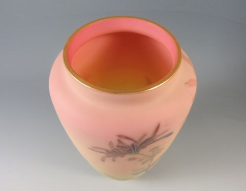 LARGE THOMAS WEBB BURMESE HAND PAINTED URANIUM GLASS VASE - ADDITIONAL PHOTO 9